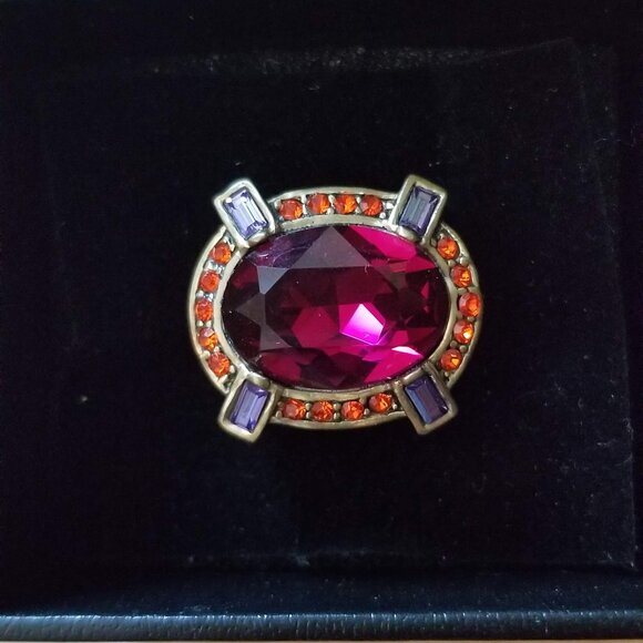 NWOT stunning Heidi Daus vintage style cocktail ring, size 7 - Picture 10 of 11